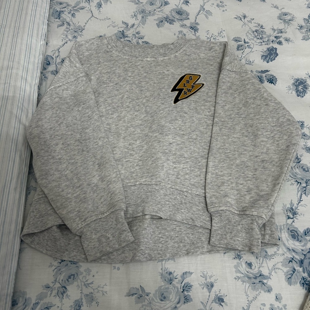 Old Navy Girls Sweatshirt with Lightning Bolt Patch - Size S(6-7)